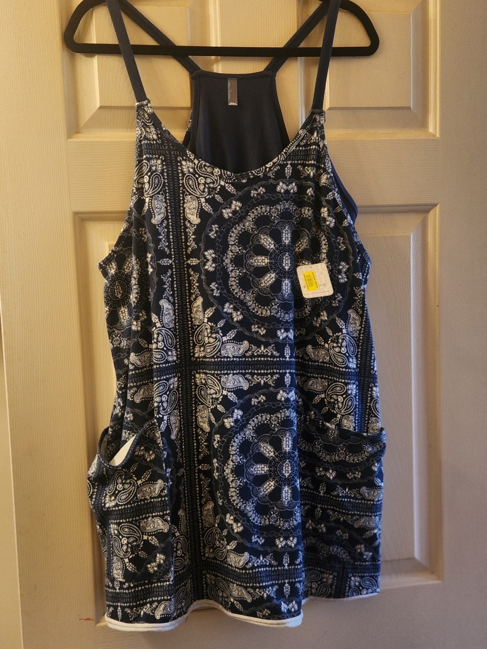 NWT Free People FP Movement Hot Shot Printed Mini Dress Bandana Navy L
